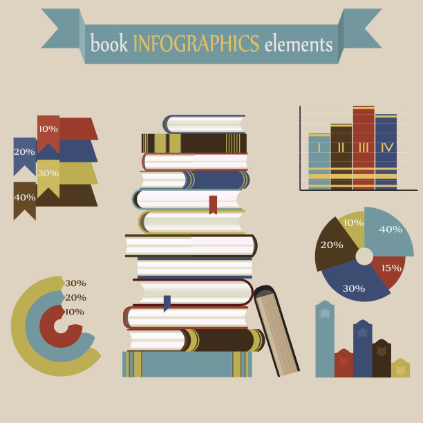 书籍信息图元素集图片下载