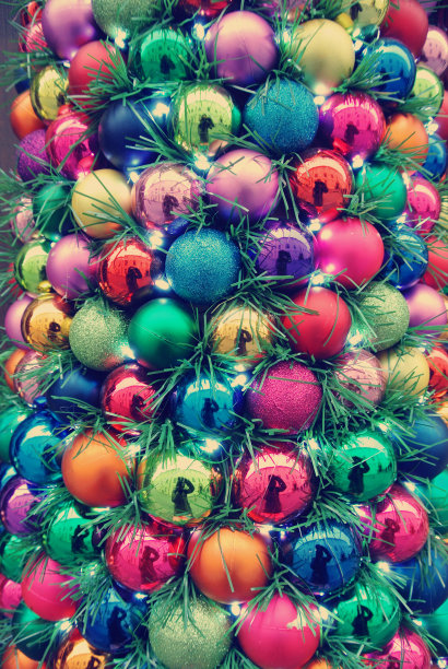 丰富多彩的圣诞装饰，复古风格图片下载