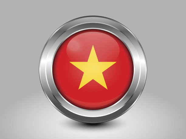 越南国旗变体。金属圆形图标图片下载