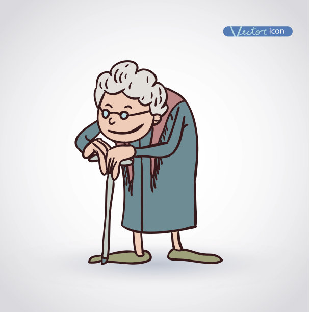 老妇人，矢量插图。图片下载