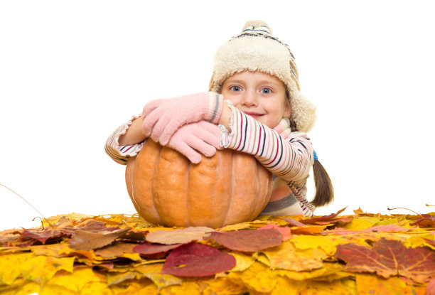 女孩与秋叶白白的图片下载