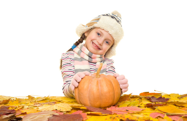 女孩与秋叶白白的图片下载