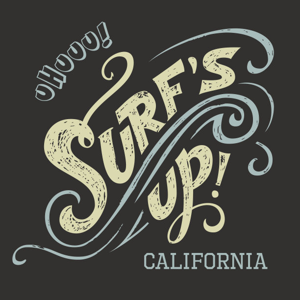 冲浪的手写字t恤图片下载