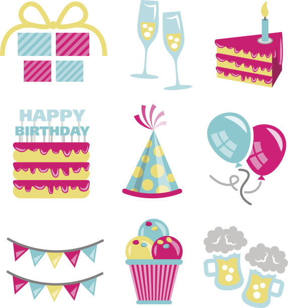 生日矢量图标集图片下载