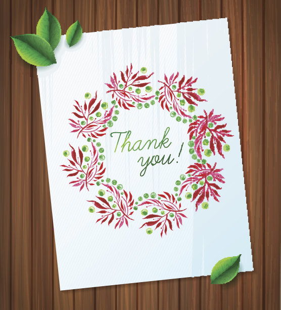 夏季水彩花圈与纸花在木板上图片下载