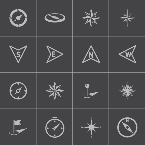 向量黑色罗盘图标设置图片下载