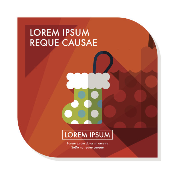 圣诞袜与长影子扁平图标，EPS 10图片下载