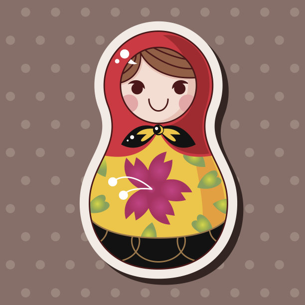 俄罗斯传统木制娃娃，矢量图案，el图片下载
