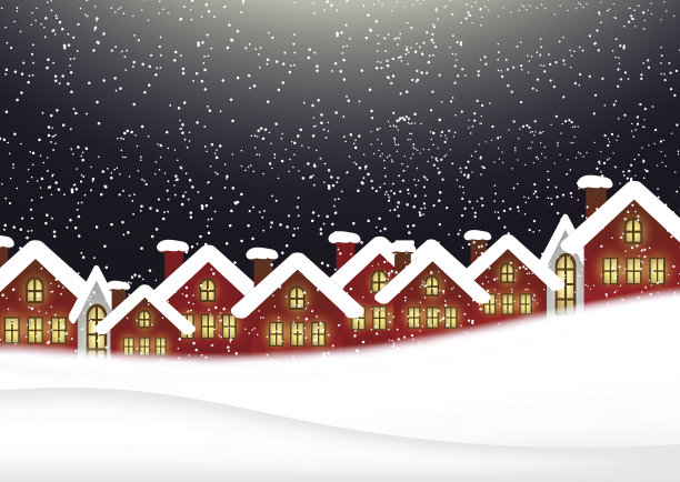 圣诞贺卡与城市景观图片下载