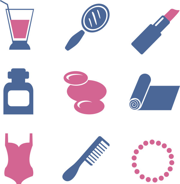 白色背景上的彩色美容图标矢量图图片下载