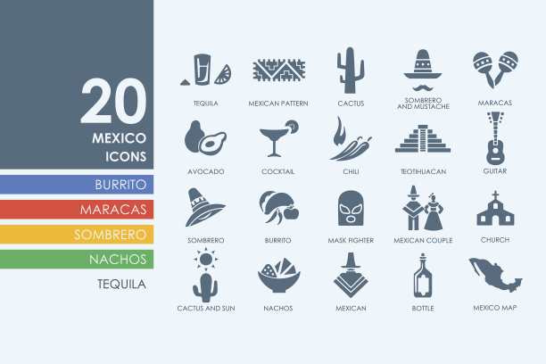 墨西哥图标套装图片下载