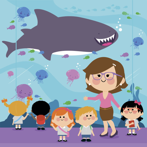 学生们参观海洋馆图片下载