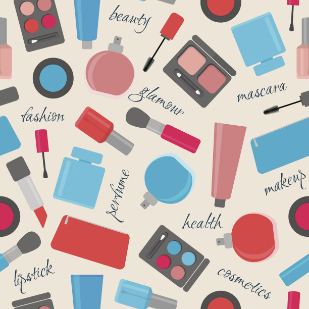 无缝模式与化妆品和文本图片下载