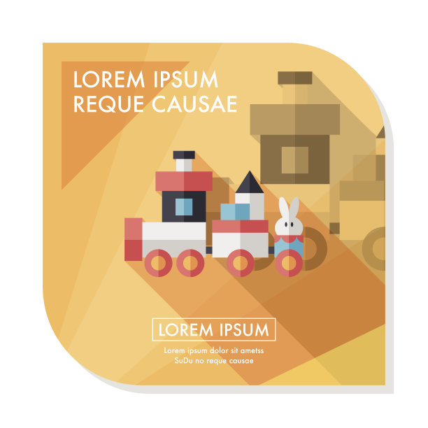 火车玩具平面图标与长影子，eps10图片下载