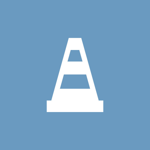 建筑锥体图标，蓝色背景上的白色图片下载