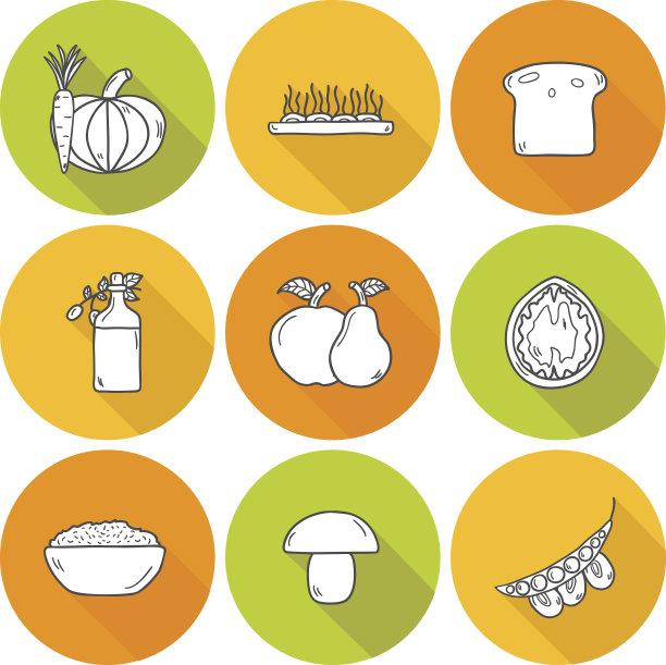 一套现代轮廓图标与阴影手绘图片下载