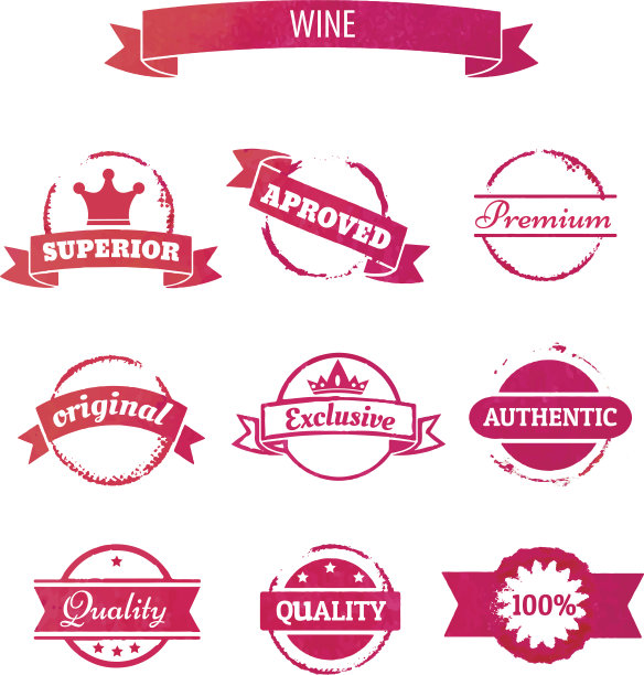 矢量酒染色圈和复古邮票和徽章图片下载