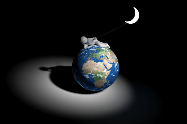 3d人类握有月球——欧洲、非洲、中东图片下载