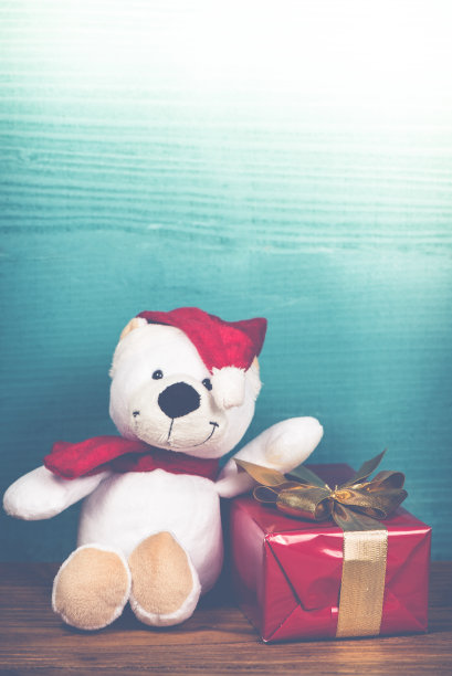 复古风格的圣诞泰迪熊图片下载