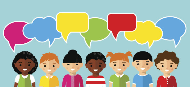 一套彩色的儿童对话演讲气泡图片下载