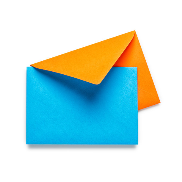 橙色信封和蓝色卡片图片下载