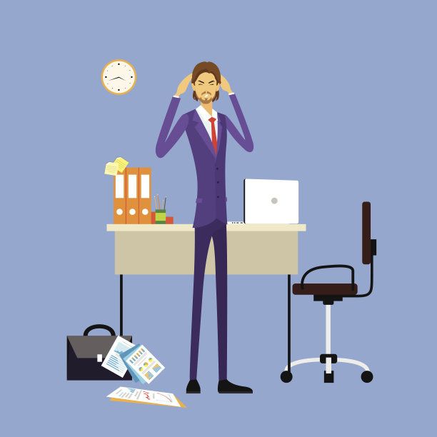 商人的双手放在太阳穴头上，压力的概念图片下载