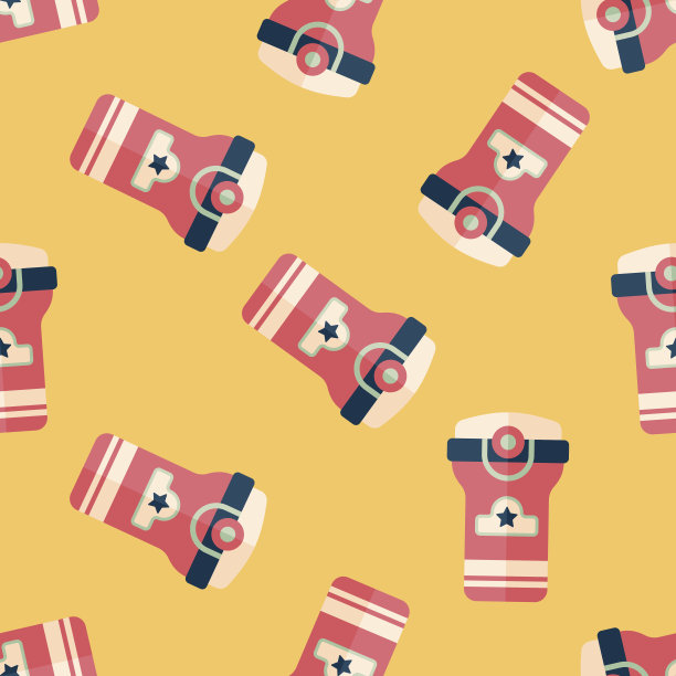 水瓶平面图标，eps10无缝图案背景图片下载