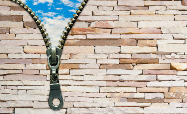 拉开拉链从墙到天的经营理念图片下载