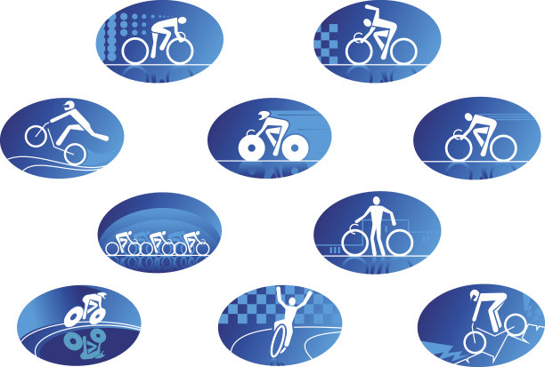 蓝色自行车运动图标与反射图片下载