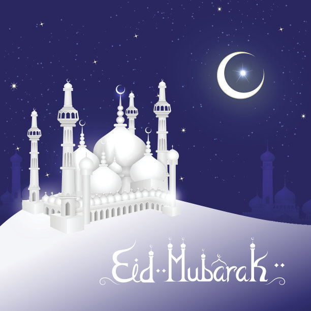 开斋节穆巴拉克背景与伊斯兰清真寺图片下载