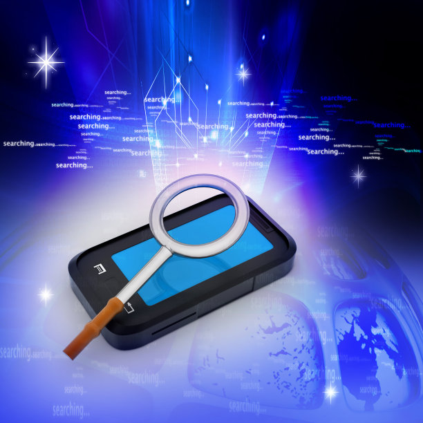 带有放大镜的智能手机图片下载