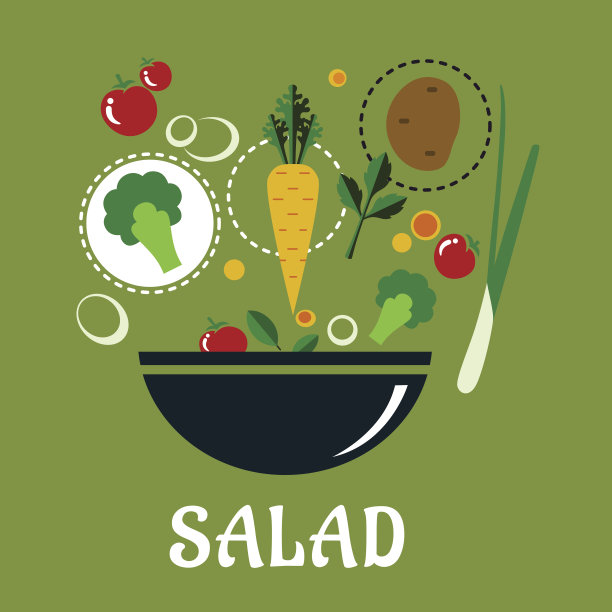 烹饪沙拉设计与蔬菜和调味品图片下载