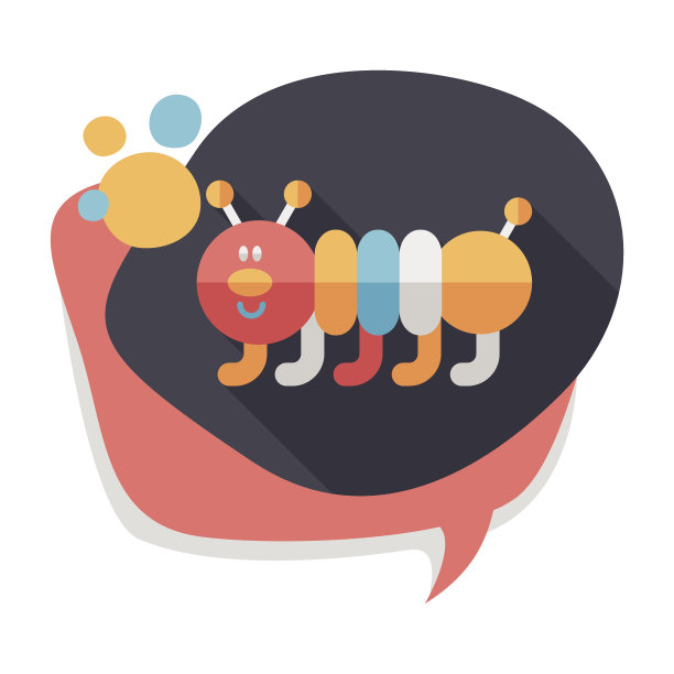 长阴影的毛毛虫平面图标，eps10图片下载