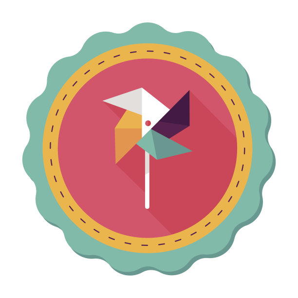 风车平面图标与长影子图片下载