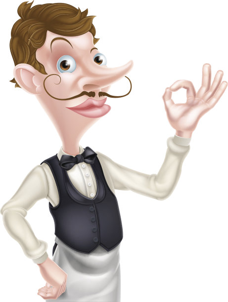 卡通完美手势服务员图片下载