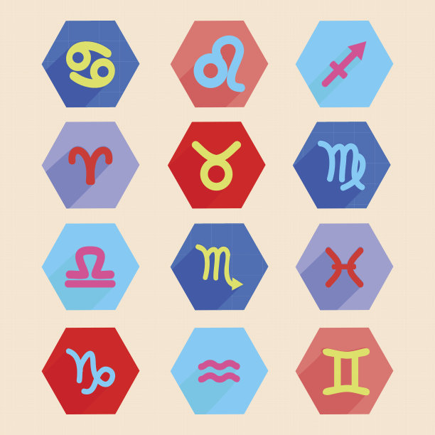 星座的图标设置在平的风格，黄道星座图片下载