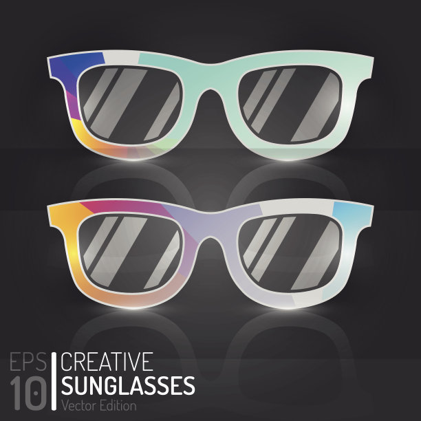 数字复古眼镜设计。向量的元素。创意复古太阳镜插图图片下载