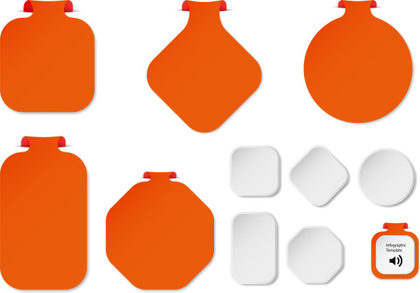 一套插图信息图模板与橙色颜色图片下载