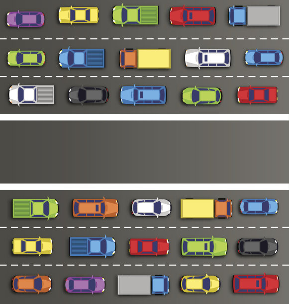 交通堵塞的道路上，灰色的汽车图片下载