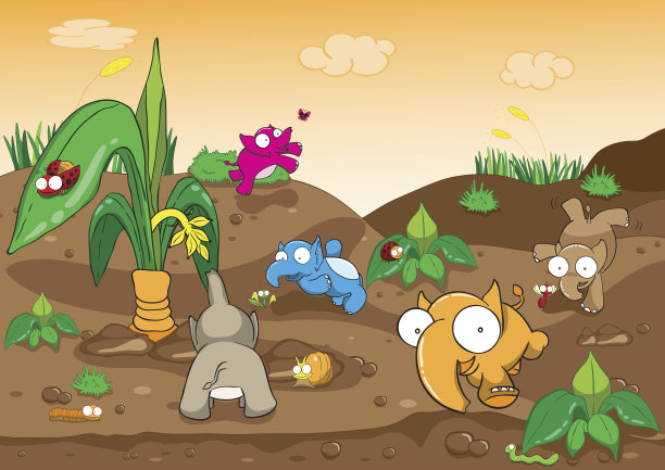 插图的大象卡通矢量，没有梯度图片下载