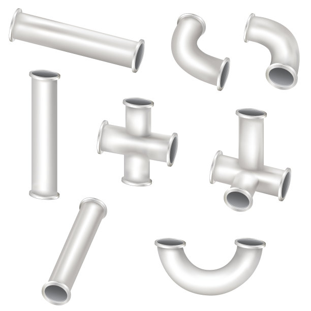 白色背景上的金属管道图片下载
