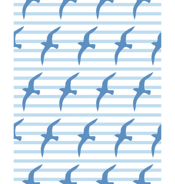 无缝海图与海鸥和青色的波浪在白色图片下载