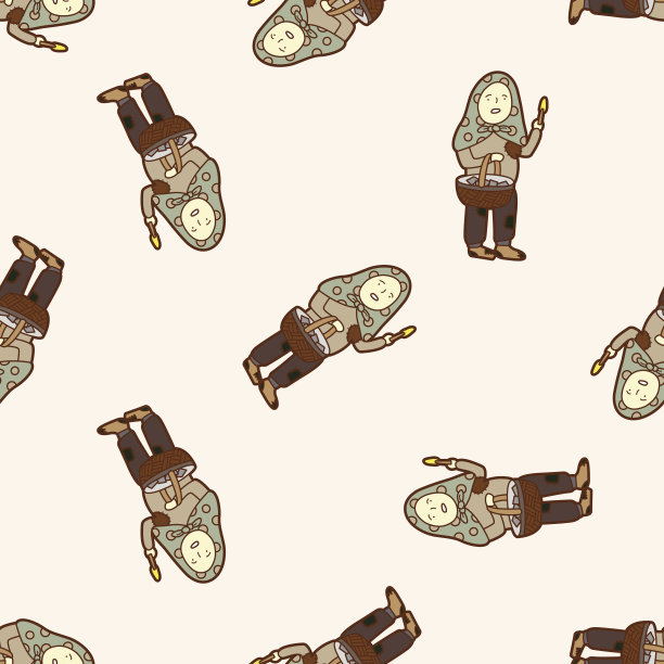 卖火柴的小女孩，卡通无缝图案背景图片下载