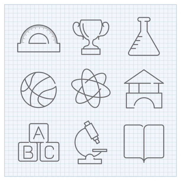 回到学校主题矢量细线图标图片下载