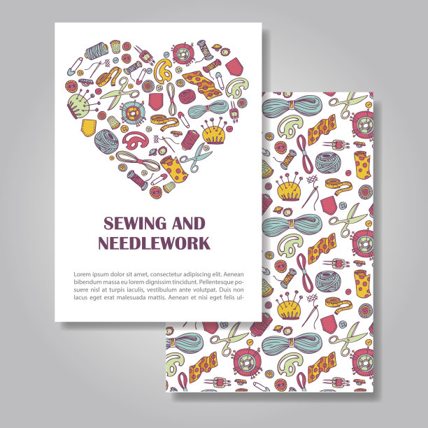 双面邀请卡设计，有缝纫和刺绣的说明图片下载
