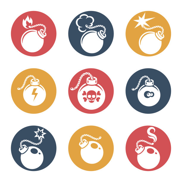 炸弹平面图标集图片下载