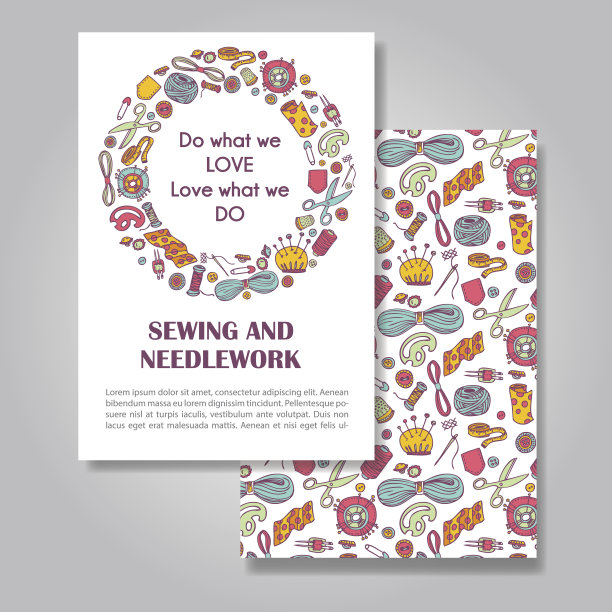 双面邀请卡设计，有缝纫和刺绣的说明图片下载