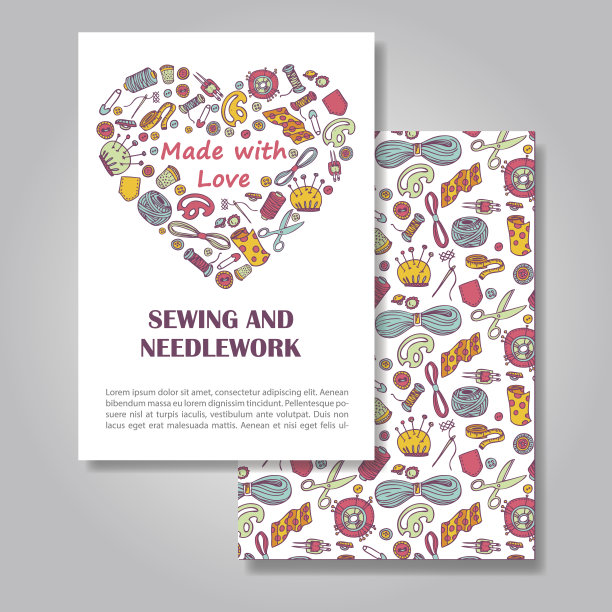 双面邀请卡设计，有缝纫和刺绣的说明图片下载