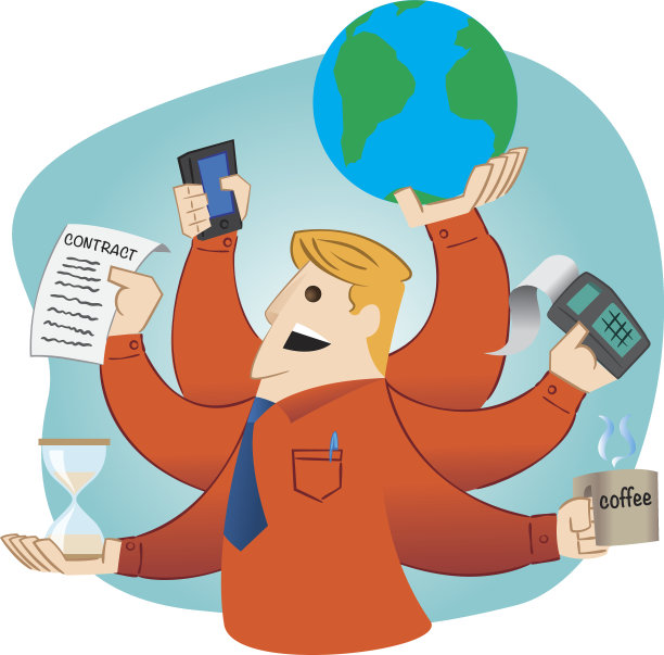 一个人有多条胳膊同时处理多项任务图片下载