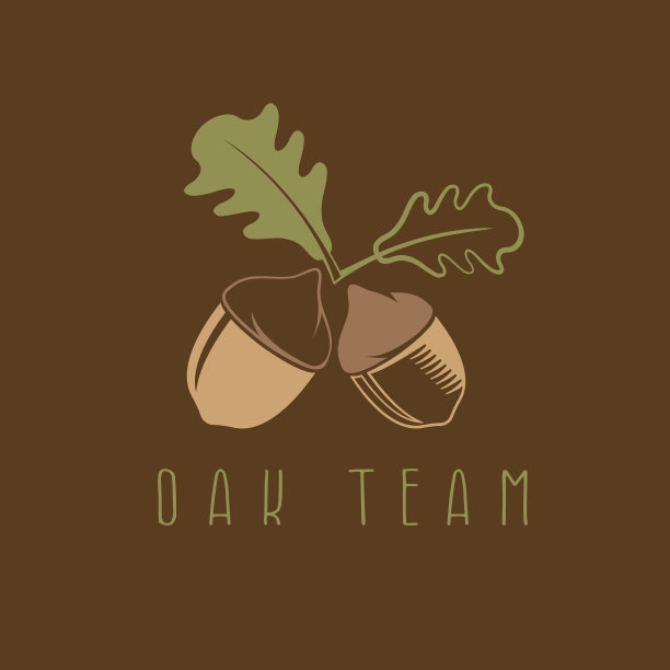 抽象橡子和叶子矢量设计模板图片下载